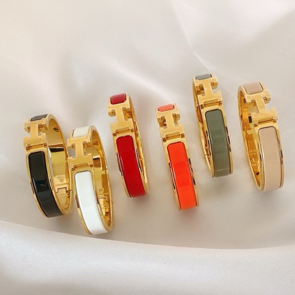 New Clic H Bracelet gold plated stainless steel in various enamel colors - Picture 2 of 12